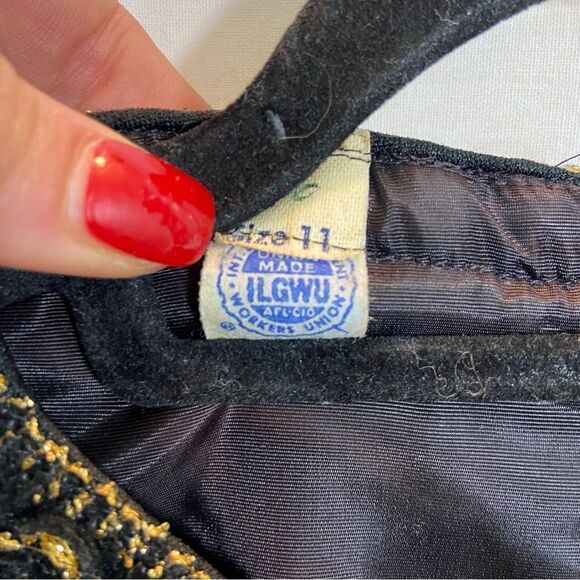 Vintage 60’s/70’s Union Made Black and Gold High‎ Neck Maxi Dress Size small - Picture 11 of 16